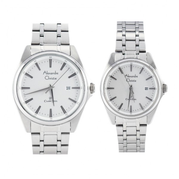 Alexandre Christie AC 8661 Silver White Couple